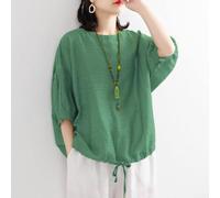 Niceminiwall Women's Bat Sleeve Top Drawstring Hem Loose Fit Summer | Bat wing sleeves, drawstring hem, loose for fit design, round neck style, perfect for summer heat