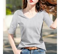 Niceminiwall Women's V-Neck Pullover Top Solid Color Summer Beach Cover Up | V-neck design, solid color pattern, lightweight polyester, perfect for beach holidays, summer essential