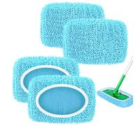 Nicemiya 4 Pack Reusable Mop Pads Compatible with Flash Speed Mop, Microfiber Washable Speed Mop Refill Wipes, Dry & Wet Sweeping Mopping Cloths (4 Pack, Blue)