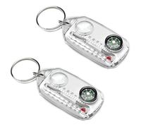 NiceNaiils Pack of 2 Survival Keyrings with Compass, Thermometer & Magnifying Glass, 3-in-1 Outdoor Compass Turntable for Hiking & Emergency, Compact Emergency Kit for Backpack & Camping