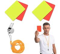 NiceNaiils Professional Football Referee Set - 2 Red and Yellow Referee Cards Kit with Metal Whistle and Lanyard, Accessories for Football Coach and Referee for Football, Basketball and Sport