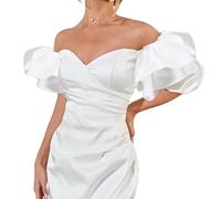 NICENEEDED 1 Pair Removable Puff Sleeves, White Satin Bridal Sleeves, Detachable Puff Sleeves for Wedding Dress Bridal Accessories 12.6 x 5.5 inch Halloween