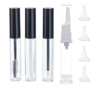 NICENEEDED 10 ML Empty Mascara Tube and Wand, Eyelash Eyeliner Lip Gloss Tube, Refillable Mascara Container Eyeline Plastic Container Bottle with Rubber Inserts and Funnels Airless Pump Bottles
