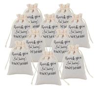 NICENEEDED 10 PCS Bachelorette Bags Cotton, 4.1" x 5.7" Double Layer Unbleached Pouches with Drawstring, Thank you Bag Wedding Supplies for Bridesmaid Gift