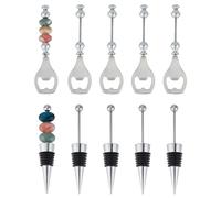 NICENEEDED 10 PCS Beadable Wine Stoppers Beer Opener Set, Decorative Beaded Wine Bottle Stopper, Alloy Reusable Bottle Opener for Bartenders Personalized Kitchen Tool Universal