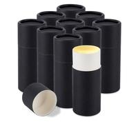 NICENEEDED 10 Pcs Black Cardboard Deodorant Tubes, 2.1 oz Empty Paperboard Deodorant Containers, Push-Up Style Kraft Paper Jar Tube Round Paperboard Solid Container for DIY Homemade Body Lotion Sticks