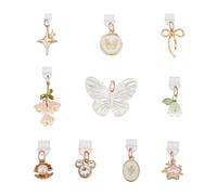 NICENEEDED 10 PCS Dust Plug Charms for E-Reader, Dust Plug Cute Charging Port Charms for Kindle, Butterfly Star Bow Flower Design Charm Compatible with Type-C