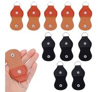 NICENEEDED 10 PCS Leather Guitar Pick Holder Keychain, Guitar Pick Holder Case Bag Plectrum Key Fob Cases Bag, Coin Quarter Holder Keychains for Guitar Players