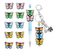 NICENEEDED 10 PCS Silicone Focal Beads, Butterfly Spacer Beads Keychain Car Making Hanging Ornaments, DIY Silicone Beads Bulk for Beaded Phone Straps Bag Pendants