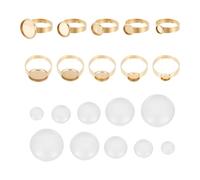 NICENEEDED 10 Sets 18K Gold Finger Ring Making Kit, Adjustable Stainless Steel Cuff Ring Bezels Trays for Men Women, Open Round Pad Ring Settings for DIY Ring Jewelry Making