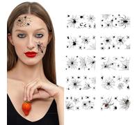 NICENEEDED 10 Sheets Spider Web Temporary Tattoos, 3.8 x 4.5 Inch Fake Face Tattoo Sticker, Halloween Makeup Kit For Men Women Scary Spiderweb Decals