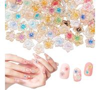 NICENEEDED 100 PCS Flower Nail Charms, Spring Blossom Tiny Flowers Nail Art Charm, DIY Self Adhesive Manicure Jewel Decor Accessories for Women