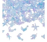 NICENEEDED 100 PCS Summer Nail Gems and Charms, Glow in The Dark Ocean Nail Rhinestones, Mermaid Jellyfish Starfish Nail Jewels for Women Summer Beach Vacation Nail Decoration