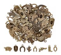 NICENEEDED 100 PCS Western Cowboy Charms, Antique Color Mixed Bulk Alloy Boot Hat Pendants, Western Cowboy Charms for Earrings Necklace Jewelry Making Keychain DIY Craft Findings