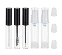 NICENEEDED 10ml Empty Mascara Tube and Wand with Eyeliner Tube, Eyelash Eyeliner Lip Gloss Tube, Clear Airless Pump Bottle Refillable Vacuum Cream Lotion Bottle Plastic Mascara Container