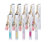 NICENEEDED 10Pcs Eyelash Brush Tube Keychain, Disposable Empty Mascara Wands Tubes Set, Replacable Crystal Eyelash Spoolies Brush Makeup Tool for Women Girls