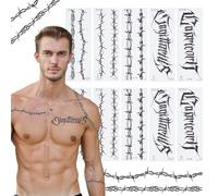 NICENEEDED 10PCS Halloween Face Tattoos Stickers, Barbed Wire Temporary Decor Large Barb Wire Makeup Props, Face Fake Scar Makeup Kit Party Favors Decorations Supplies for Cosplay