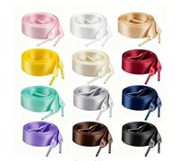 NICENEEDED 12 Pairs Satin Ribbon Shoelaces, 120 cm Flat Colorful Soft Silk Thick Shoestring, 2 cm Wide Fancy Shoelaces Replacement for Sneaker Skate Shoes Boots Sport Shoes