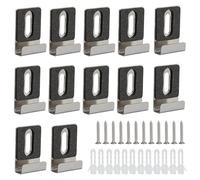 NICENEEDED 12 Pcs Metal Mirror Holder Clips, Wide Channel Mirror Holder Frameless, Mirror Mounting Hardware Hooks Heavy Duty Mirror Hangers Retainer Clips with Screw Fit for Mirror Billboard Display