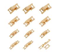 NICENEEDED 12 Sets 18K Gold Plated Fold Over Clasp, 4 Styles Watch Band Clasps, Necklace Extension Clasp Metal Bracelets Extenders Clasps for Bracelet Necklace Craft Jewelry Making