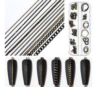 NICENEEDED 12 Strips Metal Nail Art Chains, Black Nail Jewelry Chains with Box, Alloy Nail Chains Punk Nail Charms Nail Ornaments Nail Jewels Nail Art Studs for Manicure Decoration