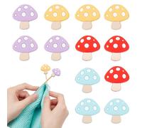 NICENEEDED 12Pcs Mushroom Knitting Needle Stoppers, Silicone Needle Point Protectors Beads, Colorful Knitting Needle Caps for Sewing Quilting DIY Art Project