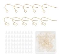NICENEEDED 14K Gold Filled Earring Hooks, 100 PCS Ball Dot & Fish Wire Hooks, Hypoallergenic, Gold Color, Perfect for DIY Jewelry Making & Replacements