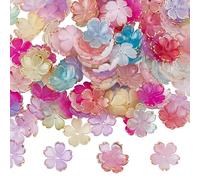 NICENEEDED 150 Pcs Cherry Blossom Beads, Gold-Plated Acrylic Spacer Bead, 5-Petal Floral Charms for Necklaces Bracelets Jewelry Making Mixcolors