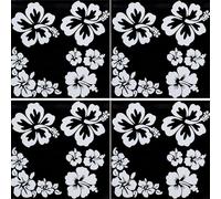 NICENEEDED 16 Pcs Hibiscus Flower Car Stickers, White Hawaiian Stickers and Decals, Reflective Stickers Waterproof Vinyl Automotive Exterior Decor for Suv Truck Motorcycle Doors Wall Laptop