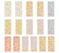 NICENEEDED 16 Sheets Flower Theme Korean Sticker, Kpop Deco Self Adhesive Sticker for Photocard, Rose Lily and Sunflower Stickers for Scrapbook Binder Album Craft Cards