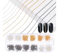 NICENEEDED 18 Strips Metal Nail Art Chains, Nail Jewelry Chains, Alloy Nail Chains Punk Nail Charms Nail Ornaments Nail Jewels Nail Art Studs for Nail Decoration