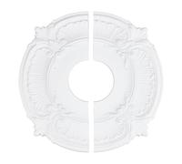 NICENEEDED 1Pack PU Ceiling Medallion 12 Inch OD x 3.5 Inch ID, Split Lighting Ceiling Cover Plate Ceiling Fan Medallion, Vintage Carved Flower PU Ceiling Medallion
