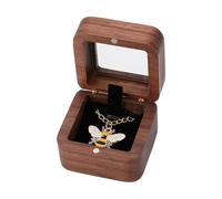 NICENEEDED 2.2" x 2.2" x 1.6" Wooden Necklace Box, Decorative Vintage Small Bracelet Display Holder Cases, Watch Antique Storage Boxes for Beads Jade Necklace