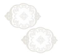 NICENEEDED 2 Pack Lace Doilies for Tables, Crochet Placemats Handmade Embroidered Table Mats, Retro Style Fashionable Floret Lace Vase Mat Doilies for Furniture Decor 15x12 Inch