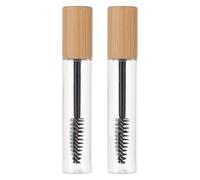 NICENEEDED 2 PCS 0.34oz / 10ml Bamboo Lids Empty Plastics Mascara Tube, Refillable Eyelash Container with Silicone Wand, DIY Container Bottle for Eyelash Eyebrow Castor Oil