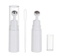 NICENEEDED 2 PCS 5ml Empty Eye Roller Bottle, Refillable Eye Cream Roller Ball Applicator Bottle, White Portable Dispensing Bottle Travel Container for Cosmetics and Massage Lotion