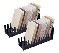 NICENEEDED 2 PCS Acrylic Greeting Card Display Stand Card Display Rack Portable Postcard Sticker Card Holder Bookmark Display Rack for Vendors Retail Counter Photo Mail Stamp (Black)