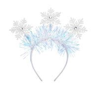 NICENEEDED 2 PCS Christmas Headbands for Women, Snowflake Hairband Feather Glitter Headdress White Head Boppers, Winter Xmas Hair Hoop Headpiece for Holiday Party Decorations