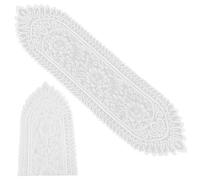 NICENEEDED 2 PCS Cotton Crochet Rectangular Lace Table Runner, 48 X 13 Inches White Handmade Table Runner, Doily Oval Dresser Scarves for Wedding Party Home Dining Table Decor