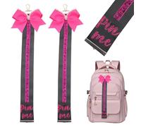 NICENEEDED 2 PCS Glitter Cheer Bow Keychain, Cheerleader Pin Me Bow Keychain for Backpacks, Magenta Cheer Ribbon Keychains with Rhinestones Bows Pins Holder Spirit Gift
