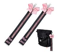 NICENEEDED 2 PCS Glitter Cheer Bow Keychain, Cheerleader Pin Me Bow Keychain for Backpacks, Pink Cheer Ribbon Keychain with Rhinestones Bow Pin Holder Spirit Gifts for Cheerleaders