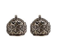 NICENEEDED 2 Pcs Mini Lotus Flower Incense Holder, Brass Closed Incense Burner, Calligraphy Style Desktop Ornament for Bedroom Kitchen Teahouse Office Home Decor Yoga Spa Madiation