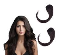 NICENEEDED 2 Pcs Side Bangs Clip in Bangs, French Clip On Bangs, Fake Bangs Fringe Hair Extensions 9.8 Inch Long Natural Looking Hairpiece Hair Clip in Extensions for Women(Brownish Black) Halloween