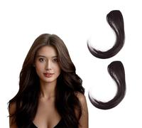 NICENEEDED 2 Pcs Side Bangs Clip in Bangs, Fringe Clip On Bangs, 9.8 Inch Long Natural Looking Fake Bangs French Bangs Hair Piece Hair Clip in Extensions for Women(Natural Black) Halloween