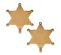 NICENEEDED 2 PCS Western Sheriff Badge, Bronze Star Pins Metal Brooch Blanks, Western Decor for Hats Coats, Old West Prop for Sheriff Deputy Cowboy Costume, Star Badge Cloth Accessories