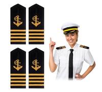 NICENEEDED 2 PCS Yacht Captain Shoulder Boards, Sailor Gold Anchor Hardboard Shoulder, Mate Navy Fleet Epaulette Boards, Uniform Badge Epaulets Accessories for Halloween Costume