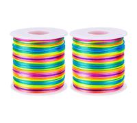NICENEEDED 2 Roll Rainbow Color Nylon Cord, 1.5mm Stretchy Bracelet Beading String, String Elastic Cord for Jewelry Making Necklaces Beading and Crafts