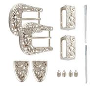NICENEEDED 2 Sets Western Belt Buckle Replacement Tools Set, Leather Belt Buckles with Hole Opening Tool, Retro Removable Single Prong Belt Replace Buckles Accessories for Men Women