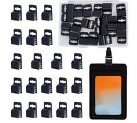 NICENEEDED 20 PCS Black Swipe Card Gripper, Nylon ID Cards Badge Chip Holder for Standard Thickness, Plastic Clamps Organizer Accessories