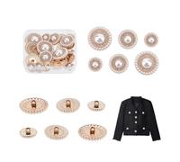 NICENEEDED 20 Pcs Rhinestone Pearl Buttons, Shank Metal Button, Sew on Clothing Buttons Alloy Embellishments Fastening Buttons Crystal Applique Sewing Button for Craft DIY Decoration(15mm, 20mm, 25mm)